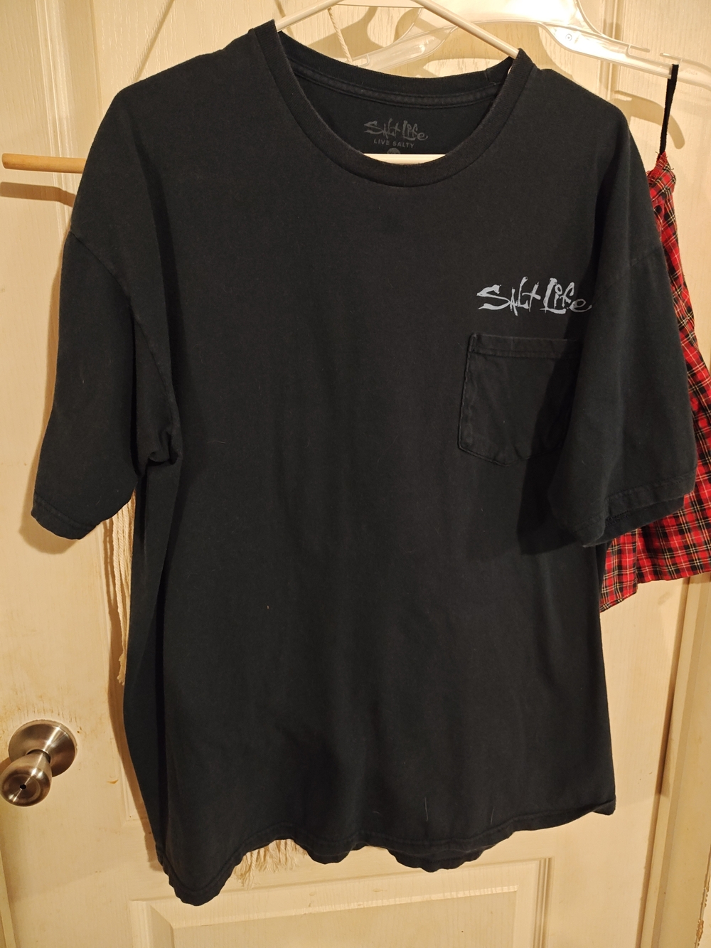 Salt Life Black Pocket T‑Shirt with Script Logo